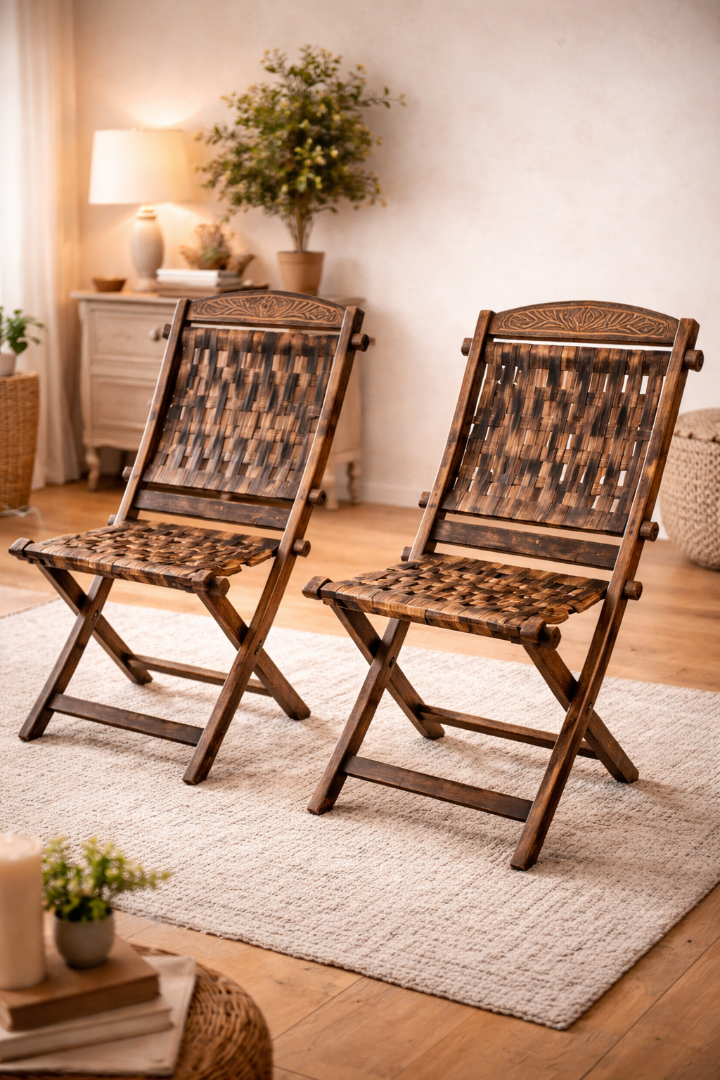 Pair of Vintgae Wooden Lounge Chair/Garden Chair/Lobby Chair/Folding Chair *2 (two chairs)
